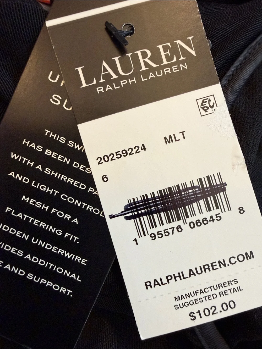 Lauren Ralph Lauren Tankini Top Only NWT Underwire Tummy Control Tropical 6